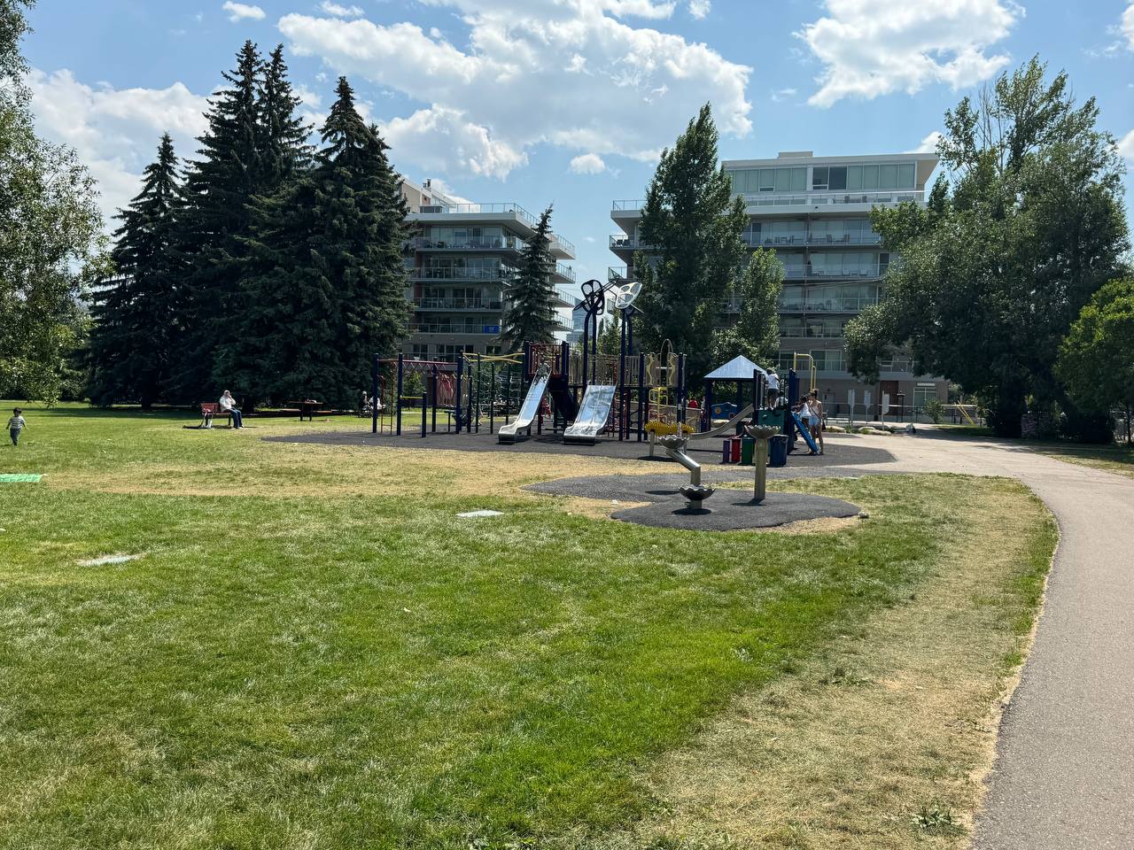 Riley Park playground and green space on a sunny day